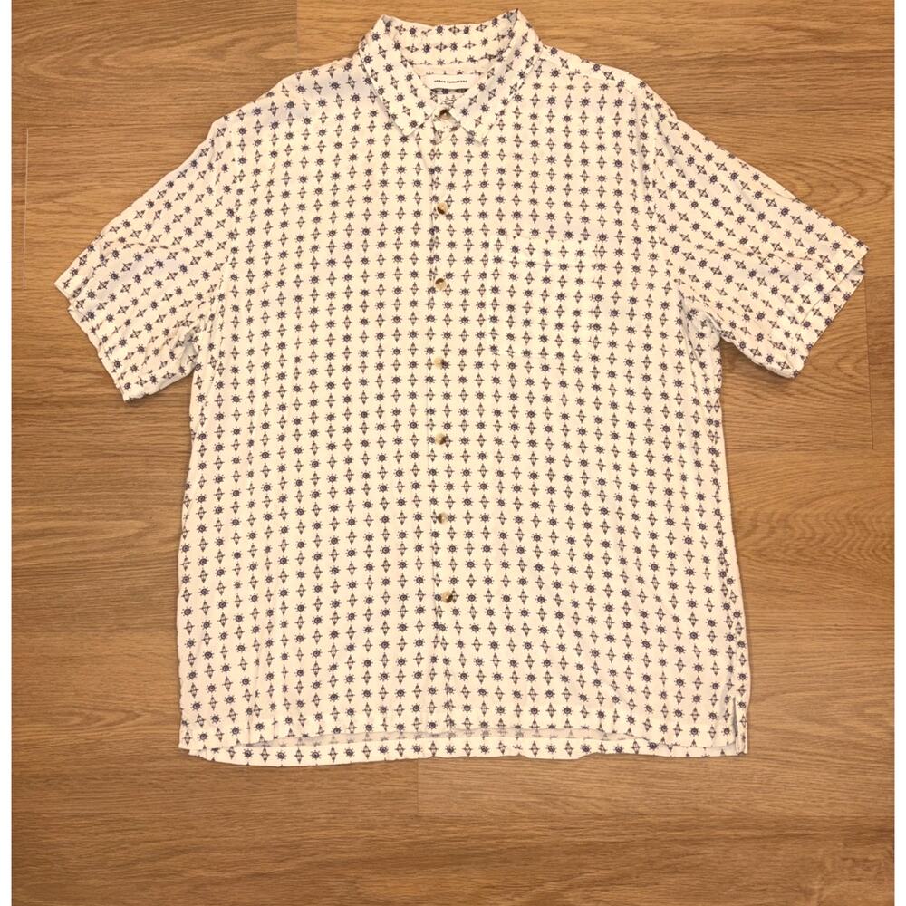 Urban Outfitters Nautical Vibe white short sleeve button up shirt mens Large
